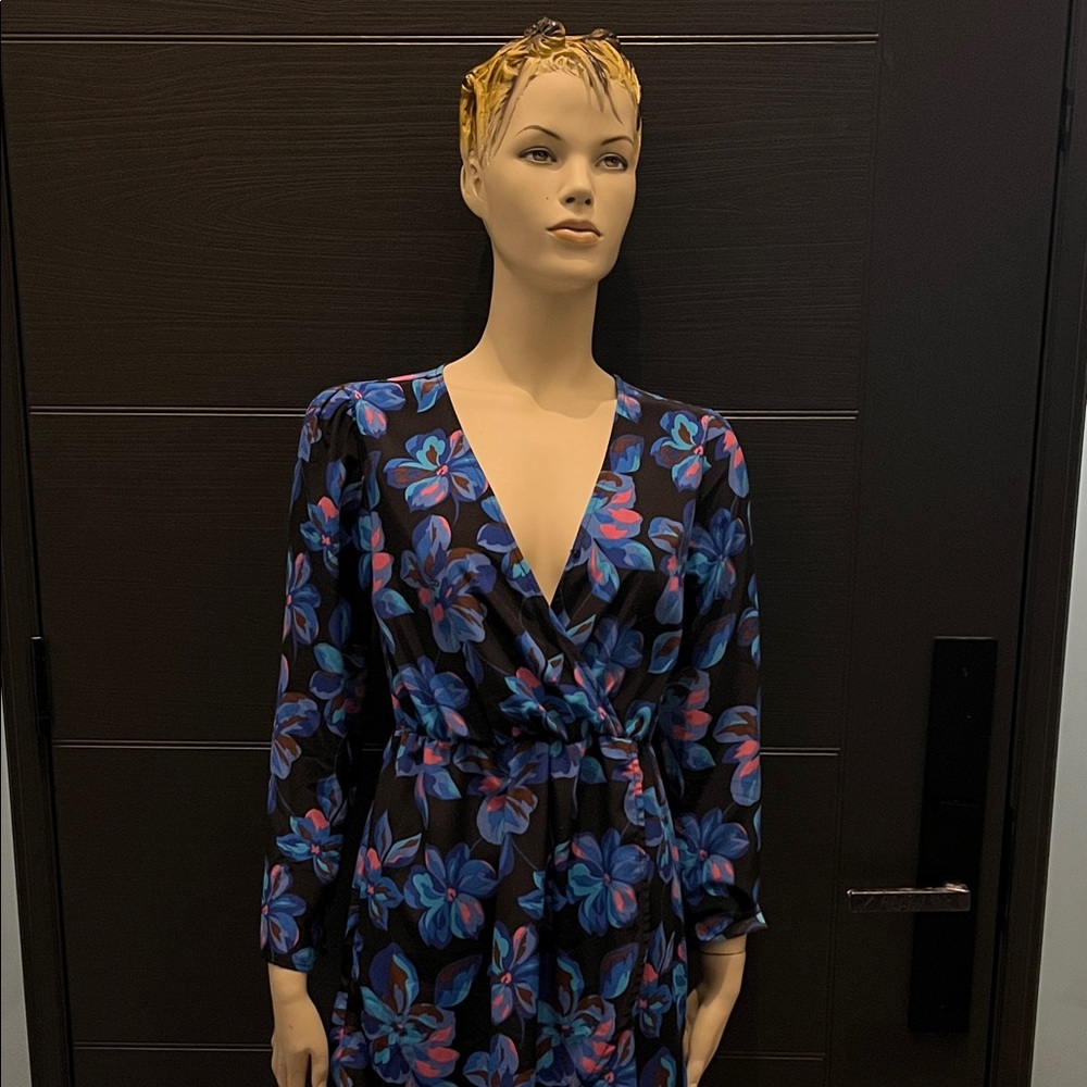 Sanctuary Black Dress with Blue and Pink Floral Pattern. Brand New.
